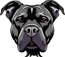 A black pit bull dog head with red eyes vector