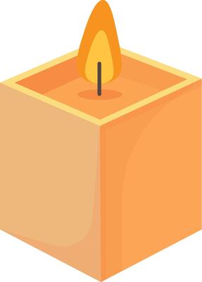 Square-Shaped Orange Wax Candle