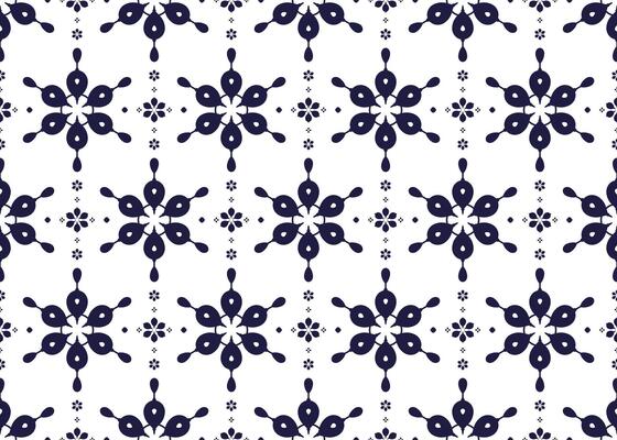 ethnic fabric seamless pattern, with dark blue floral on White background, design for cloth, carpet, batik, wallpaper, wrapping etc.