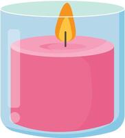 Bright Pink Jar Candle with Flame vector