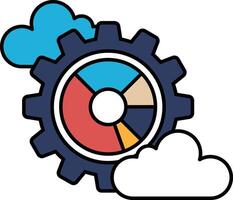A blue and red gear with a cloud in the background vector