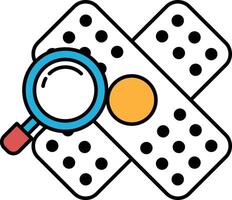 A close up of a bandage with a magnifying glass on it vector