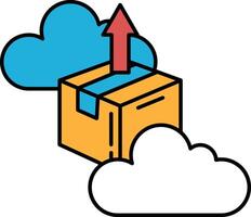 A box with a red arrow pointing upwards vector