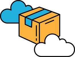 A box with a white cloud in the background vector