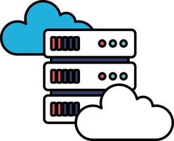 A cloud with three servers stacked on top of it vector