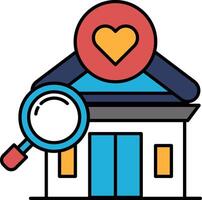 A house with a magnifying glass on it and a heart in the middle vector