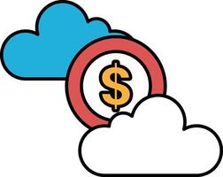 A cloud with a dollar sign in the middle vector