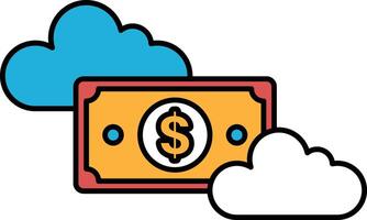 A dollar bill is shown with a cloud in the background vector