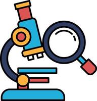 A colorful microscope with a magnifying glass on top vector