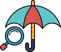 A blue and red umbrella with a magnifying glass on top vector