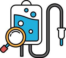 A blue container with a yellow handle is shown with a magnifying glass on it vector