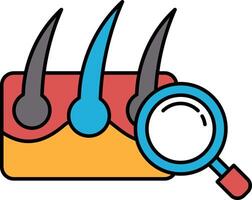 A close up of a person head with a magnifying glass on it vector