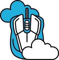 A blue and white mouse with a cloud in the background vector