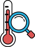 A thermometer with a magnifying glass on top of it vector