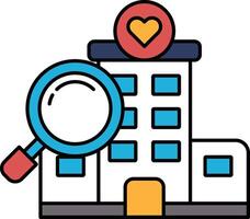 A building with a magnifying glass on it vector