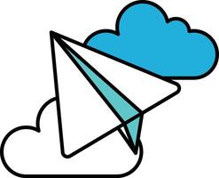 A paper airplane is flying through a cloud vector