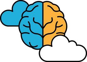 A brain with a cloud in the background vector
