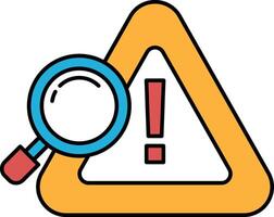 A yellow triangle with a magnifying glass in the middle vector