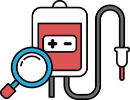 A red and blue medical device with a magnifying glass on it vector