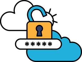 A blue and white cloud with a keyhole in the middle vector