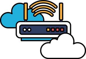 A wifi router is shown with a cloud in the background vector