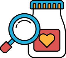 A jar with a magnifying glass on it and a heart on the jar vector