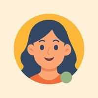 Flat of female avatar in circle with online status, symbolizing social profile and user presence. vector