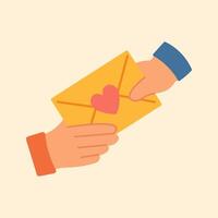 Hands exchanging envelope vector