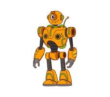 Cartoon funny groovy robot or droid character vector