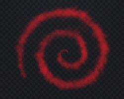 Realistic red spiral smoke or haze, overlay effect on a dark background. Circular magic fog, vapor. Abstract illustration vector