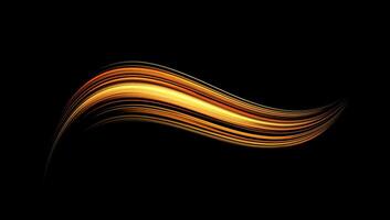 Glowing orange lines. Neon realistic energy speed. Abstract light effect on a black background. illustration. vector