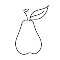 Pear fruit illustration. Single line icon. Line art Pear. Continuing line Pear illustration. Outline fruit isolated on white background vector