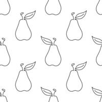 Pear fruit seamless pattern. Single line illustration. Line art Pear. One line Pear texture. Outline fruit isolated on white background. Textile, fabric, texture design vector