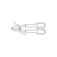 one line art Tin Snips tool illustration. line art, one continuous line, simple, hand drawn and sketch style. for icons, symbols, signs or logos vector