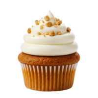 Classic Carrot Cake Cupcake with soft cream cheese topping and a sprinkle of cinnamon. A homemade favorite for special occasions. Moist Carrot Cake Cupcake with rich cream cheese frosting png