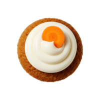 Carrot Cake Cupcake with fluffy frosting and a mini fondant carrot on top. A charming and sweet bakery treat isolated for transparent designs png