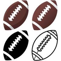 American Football ball isolated on a transparent background, in black, colour and gradient versions, Pigskin or Gridiron sport design element vector