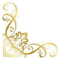 Retro corner, delicate gold lines, luxurious border for stationery. vector