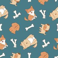 Seamless Pattern of Dog Animal Bone Background for Fashion Wrapping Print Fabric Surface vector