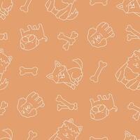 Outline Seamless Pattern of Dog Animal Bone Background for Fashion Wrapping Print Fabric vector