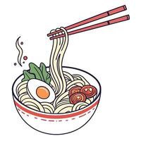 a colorful icon of a steaming hot bowl of ramen vector