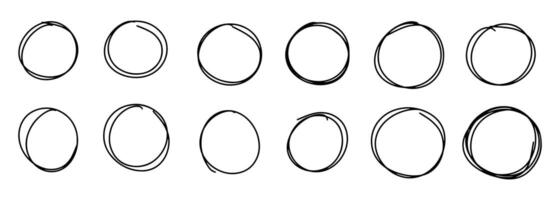 Set of hand drawn doodle ellipses. Scribble ovals and bubbles to circle and highlight text. vector