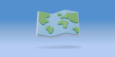 3D Stylized World Map - Continents and Ocean, Flat Geographical Map Illustration, Earth Map vector