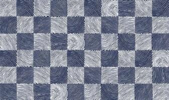 Crafted hand drawn brush line abstract check pattern, Japanese wood carving, sculpting textured surface background, simple squares graphic for textile, carpet, wrapping paper vector