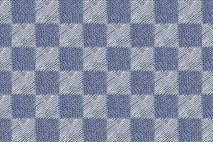 Crafted hand drawn brush lines abstract stitching check pattern, Japanese traditional embroidery, weaving textured background in white and blue, simple and humble graphic for fabric, carpet vector