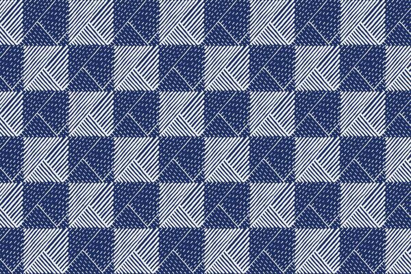 Crafted hand drawn brush lines abstract stitching check pattern, Japanese traditional embroidery, weaving textured background in white and blue, simple and humble graphic for carpet