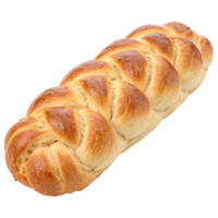 Freshly baked braided bread with a golden crust, showcasing its intricate weave and inviting texture. png