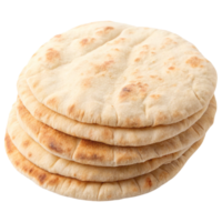 Stacked pita bread with a light brown crust, showcasing a soft and fluffy texture. png