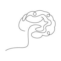 Human brain single-line art blends science and creativity, illustrating neural connections in a minimalist form vector