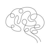 With one continuous stroke, human brain single-line art captures the essence of intelligence and reasoning vector